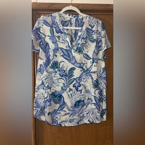 Women Blue and Green Paisley Shirt